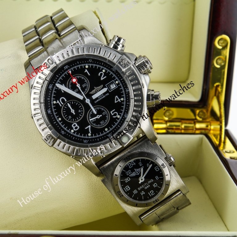 Копия Часы Breitling 1884 Chronometre Duos Time Silver-Blue H100649