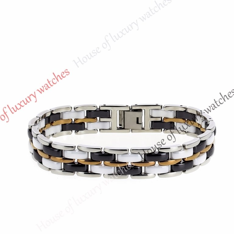 Копия  Мужской браслет из ювелирной стали и керамики H400016