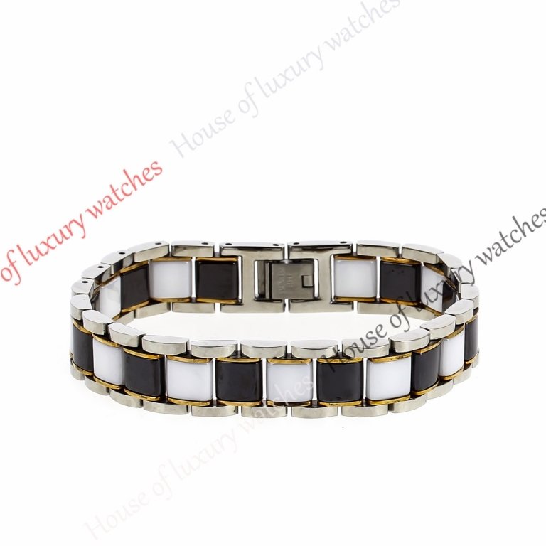 Копия  Мужской браслет из ювелирной стали и керамики H400017
