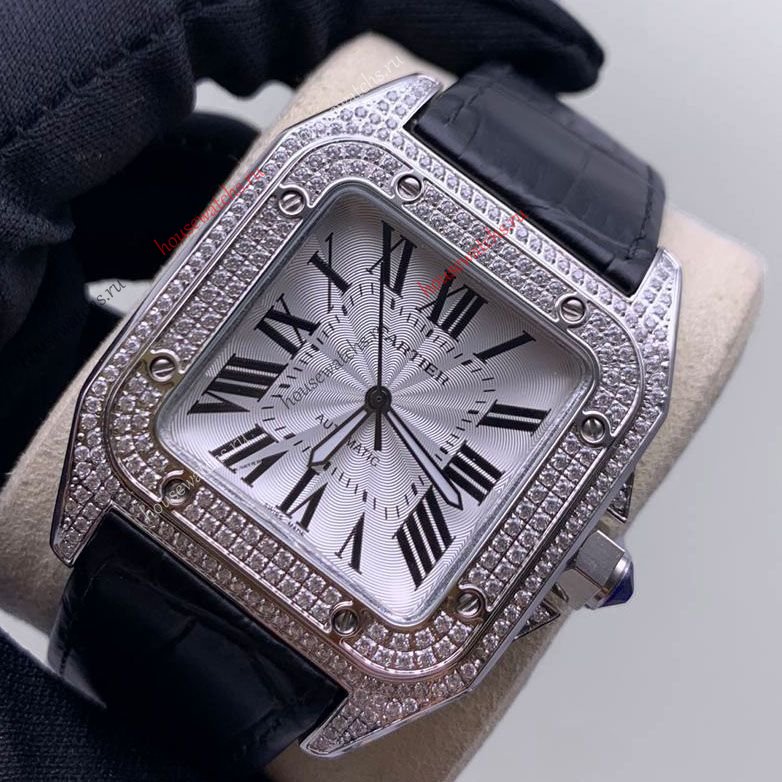 Копия Часы Cartier Santos 100 SS Diamond HЭ354
